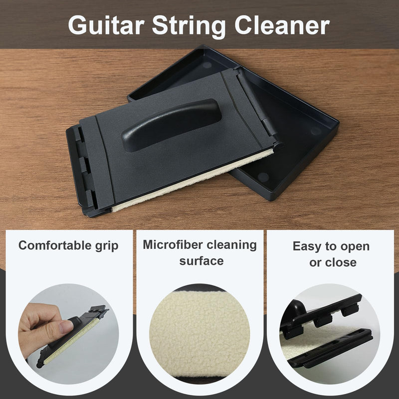 9Pcs Guitar Cleaning Kit, Guitar Maintenance Kit Includes Fret Polish, Cleaning Solution, Fretboard Lemon Oil, String Cleaning & Polish, String Cleaner, String Tuner, Masking Tape, 2 Cloth