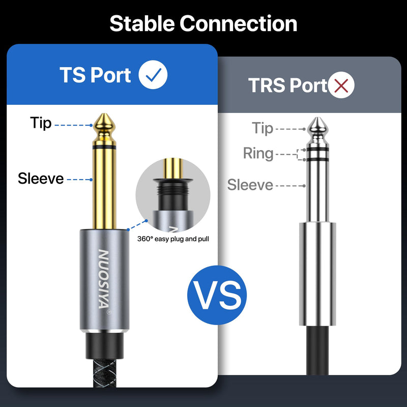 Guitar Cable 10FT, Electric Instrument Bass AMP Cord 1/4 Inch TS Guitar Cables with OFC-Graphene Hybrid Shield for Electric Mandolin, Pro Audio (Straight to Right Angle) Braided Black