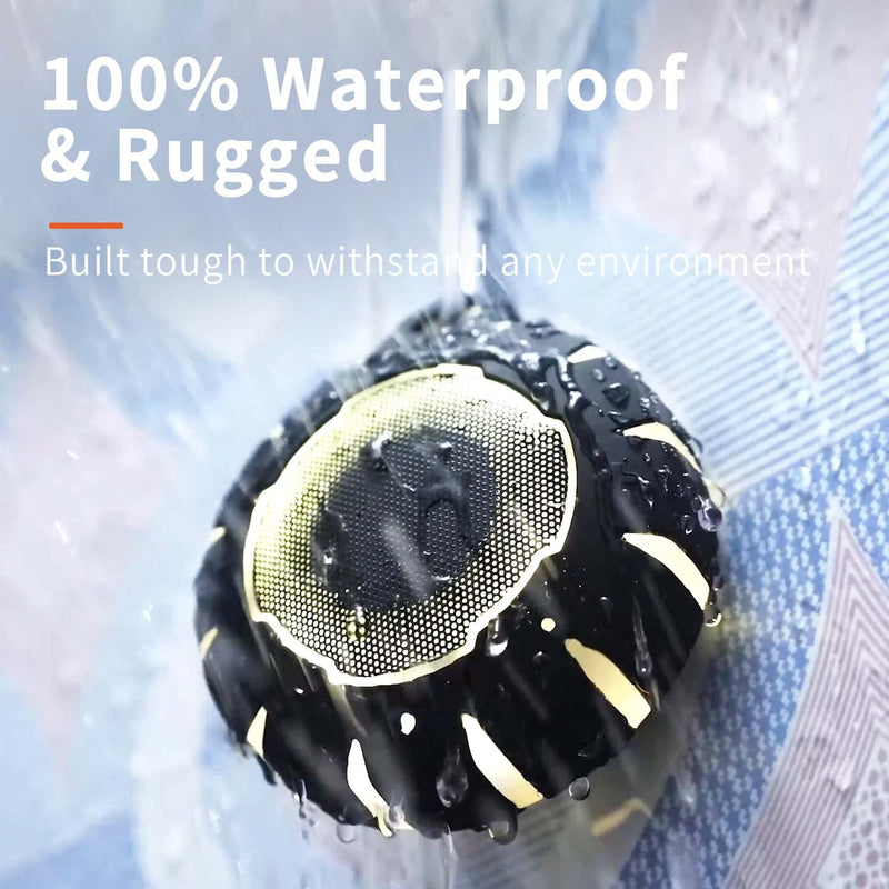 HEYSONG Waterproof Shower Bluetooth Speaker, Durable Portable Speaker with HD Sound, Stereo Pairing, Wireless Outdoor Speaker for Pool, Beach, Hiking, Kayaking, Gift for Men, Women Black