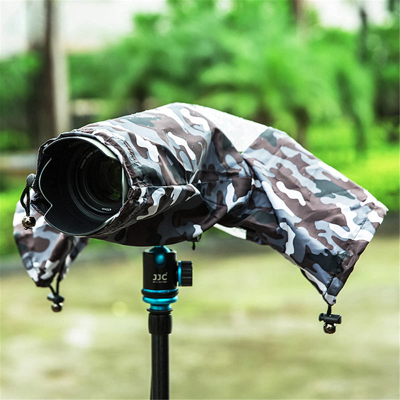 Camouflage Dual Sleeves Rain Cover + Long Rain Cover :Camera Raincoat Dust Proof Protector for Birding on Canon Nikon Camera