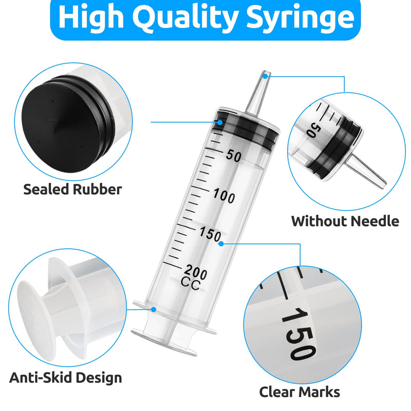 [AUSTRALIA] - Pack of 2 Syringes, 200 ml Syringe with Hose, Large Syringe, Oil Syringe, Syringe Set for Industrial Use 200ml 
