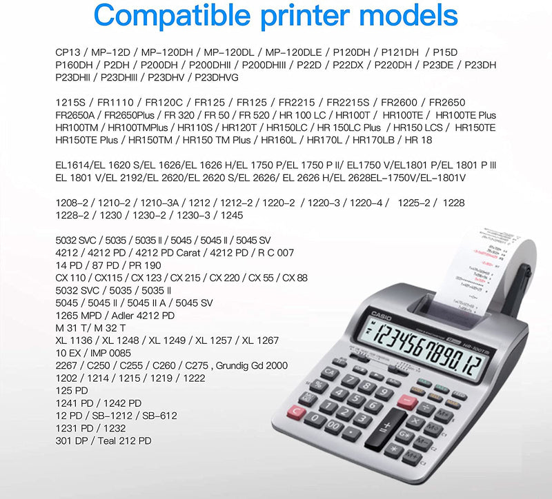 Package of Two Casio HR-100TM and HR-150TM Calculator Ink Roller, Black and Red, Compatible