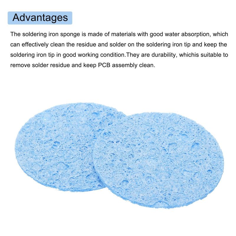 QUARKZMAN Pack of 15 Soldering Sponge 5 cm Round Blue Cleaning Pads Replacement for Cleaning Soldering Iron 6mm