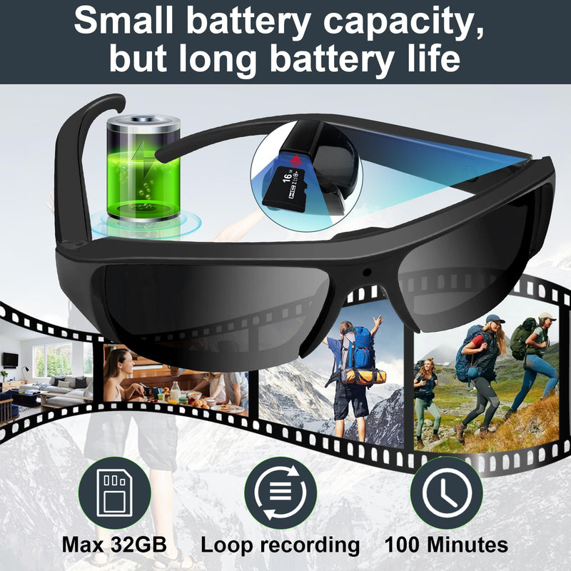 Glasses Camera HD 1080p Video Cameras UV400 Lenses for Outdoor Activities