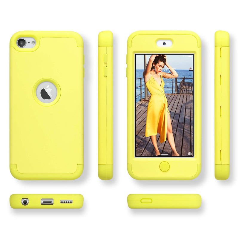 ULAK iPod Touch 7 Case, iPod Touch Case 6th Generation, iPod 5 Case, Heavy Duty High Impact Shockproof Protective Cover for Apple iPod Touch 5th/6th/7th Generation (Latest Model), Yellow