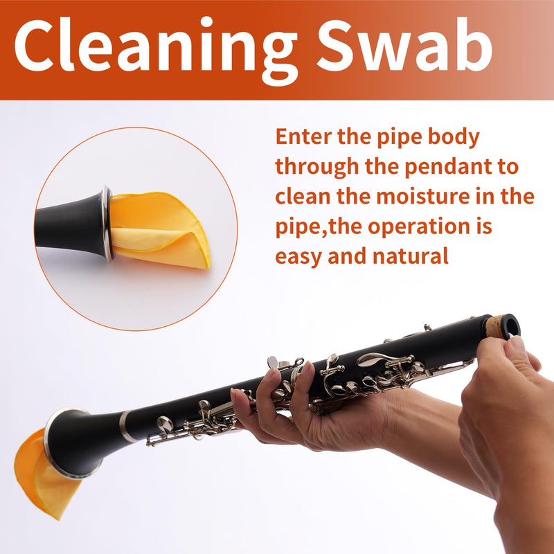 [AUSTRALIA] - Clarinet Cleaning Kit 10-in-1, Clarinet Care Maintenance Set with Key Oil, Cork Grease, Lint-Free Microfiber Swab, Mouthpiece Brush, Woodwind Accessories for Students and Beginners 