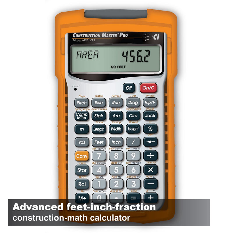 Calculated Industries 4065 Construction Master Pro Advanced Construction Math Feet-inch-Fraction Calculator for Contractors, Estimators, Builders, Framers, Remodelers, Renovators and Carpenters Handheld