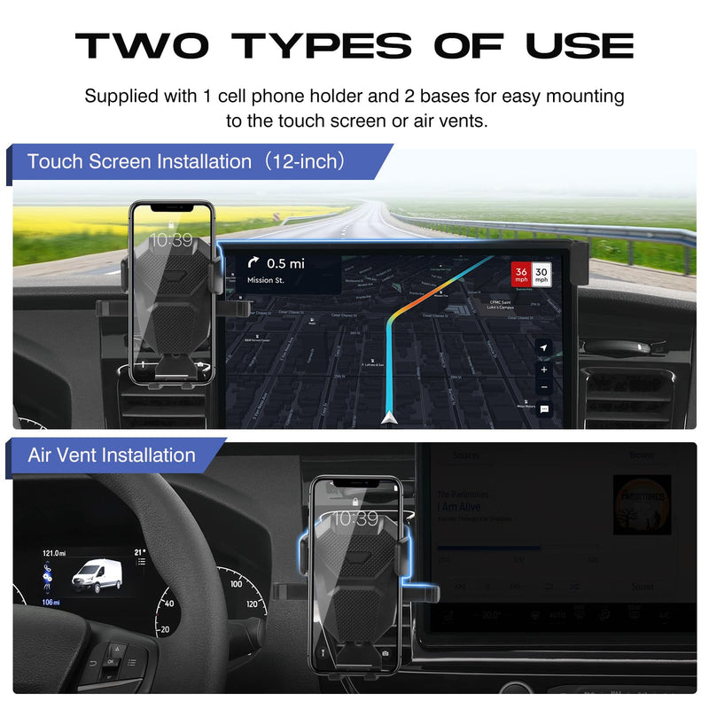 Sunsdrew Car Phone Holder for 2022-2026 Ford Transit Accessories 12" Screen | Hands-Free Ultra Stable Phone Stand for All Phones 360° Rotation Phone Cradles Not Affect Vent For Transit