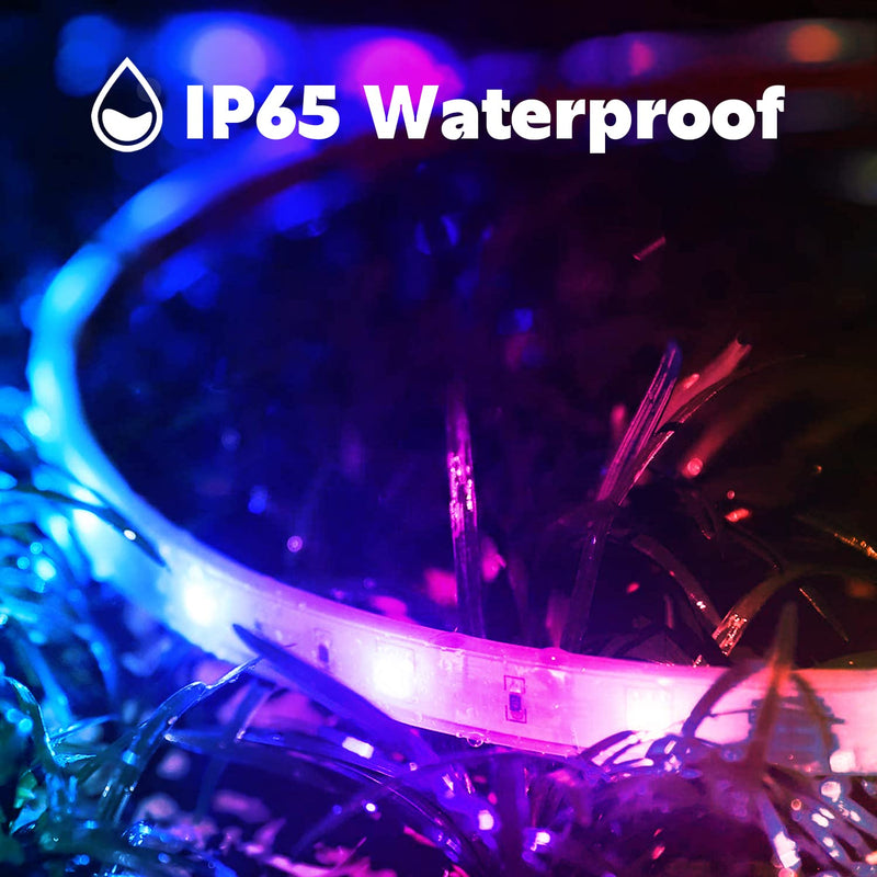 60Ft Outdoor Waterproof LED Strip Lights,Music Sync RGB IP65 Led Lights with App Control and Remote,Color Changing Waterproof Led Rope Lights for Outdoor,Balcony,Roof,Garden,Stairs Party
