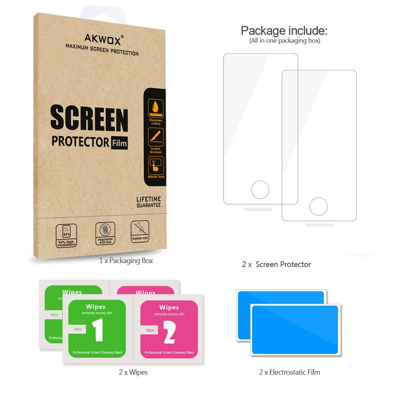 AKWOX (Pack of 2) Screen Protector for iPod Nano 7 8th 0.33mm High Definition Clear Tempered Glass Screen Protector Guard Film for iPod Nano 8th/7 Generation,Shockproof and Scratch-Resistant