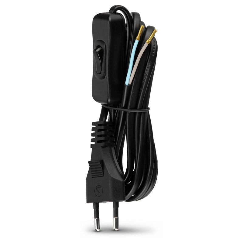 REV Cable with Switch and Euro Plug, 2 m, Max. 2 A, Black