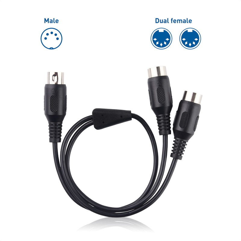 [AUSTRALIA] - Cable Matters 5-PIN DIN MIDI Splitter Cable (Dual MIDI Cable) - 0.5 Meters / 1.6 Feet 