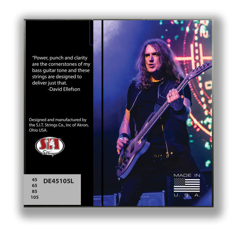 SIT Strings David Ellefson Signature Nickel Bass Guitar Strings (S.I.T.), 4-String Bass Custom 45-105, DE45105L 4-String Medium Light