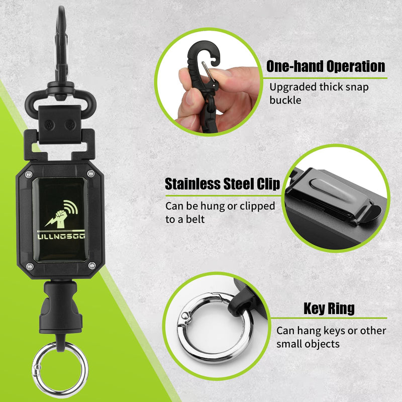 CB Mic Holder, 2Pcs Retractable Luminous Material 360° Rotatable Microphone Hanger Keeper CB Radio Accessory, Heavy-Duty Tether 32" Stainless Steel Cord with Adjustable Mount Kit for Night Driving 2