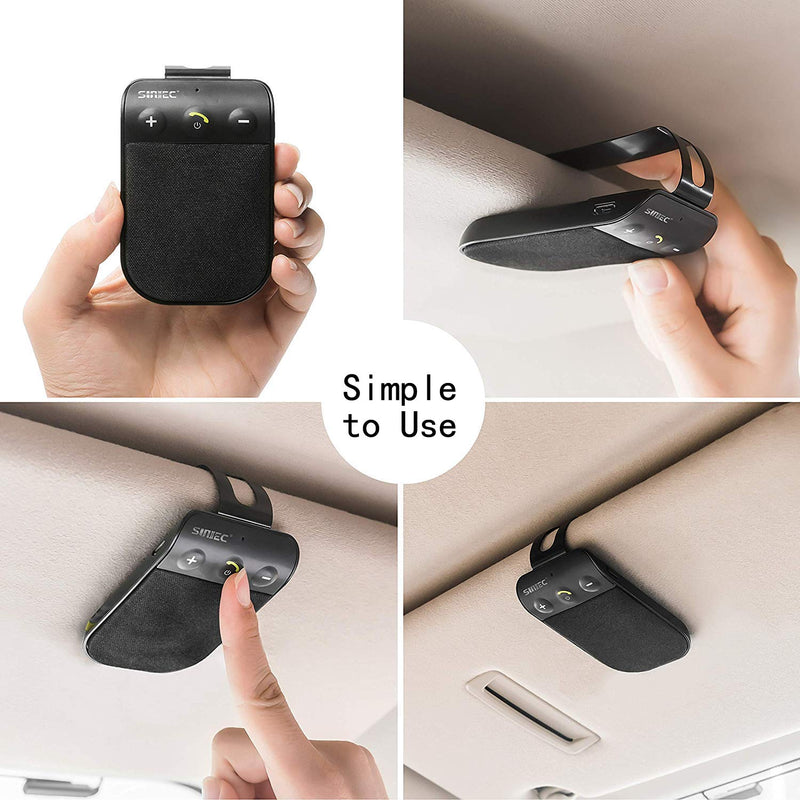 Bluetooth Speaker for Car Handsfree Talking, Cell Phone, Auto Power On Off | Hands Free Bluetooth Car Speaker Phone Kit with Visor Clip, Support Siri Voice Assistant