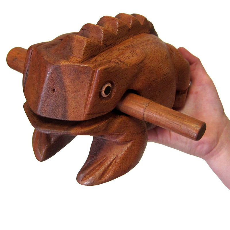 Deluxe Extra-Large 8" Wood Frog Guiro Rasp - Percussion Musical Instrument Tone Block - Wooden Frog Instrument with Stick, Frog Noise Maker by World Percussion USA 8" Deluxe Extra Large