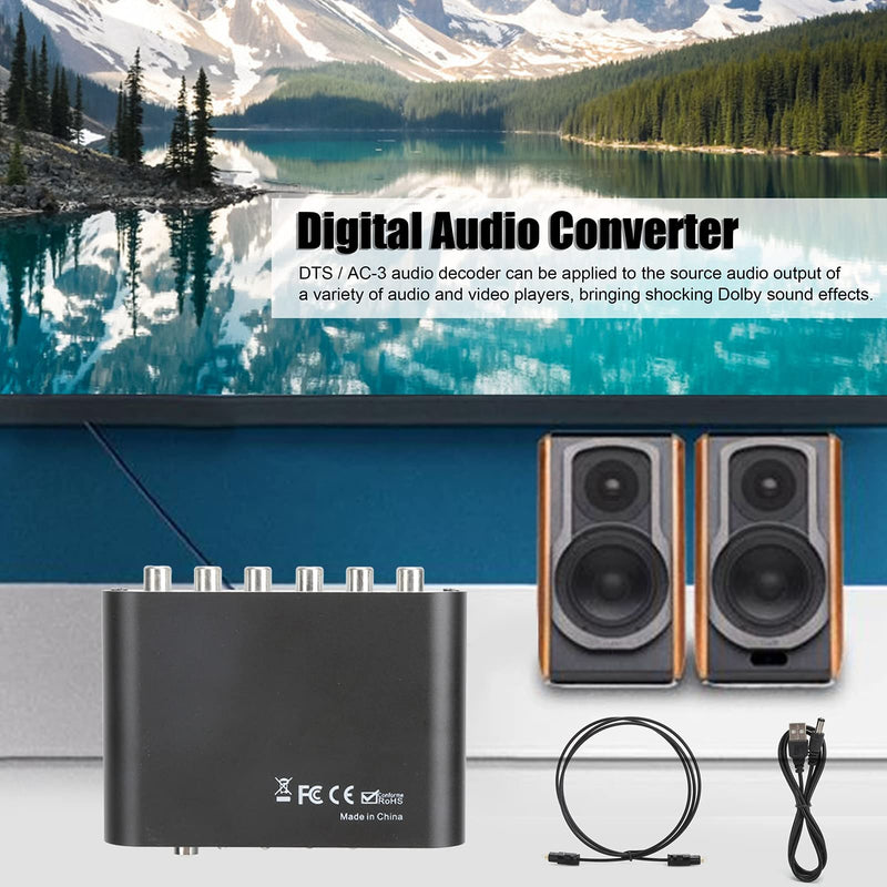 [AUSTRALIA] - Digital Sound Decoder Converter, 5.1CH DTS AC3 Audio Processor, Coax to Analog Audio Adapter, Dual Channel SPDIF Optical Input for Home Theater Cinema 1 