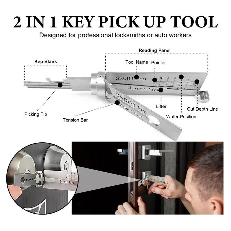Stainless Steel Key Decoder, Decoder Key, Key Decoder Made of Stainless Steel, Key Decoder with 1 Storage Bag, for Door Lock, Bedroom Lock, Key Decoder KW5
