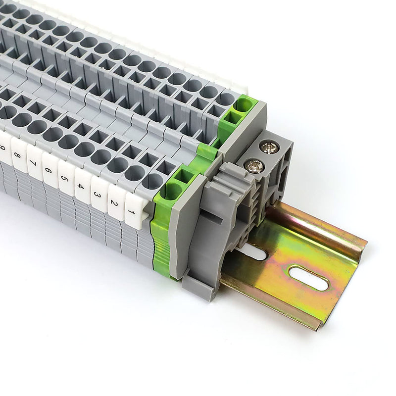 [AUSTRALIA] - Pack of 20 UK/2.5B DIN Rail for Pluggable Quick Wiring, SRJQXH Clamp Block, DIN Rail, with 20 cm DIN Rail and Earth Clamp, Spring Clamped Wire Clamp Not Loose ST-2.5N 