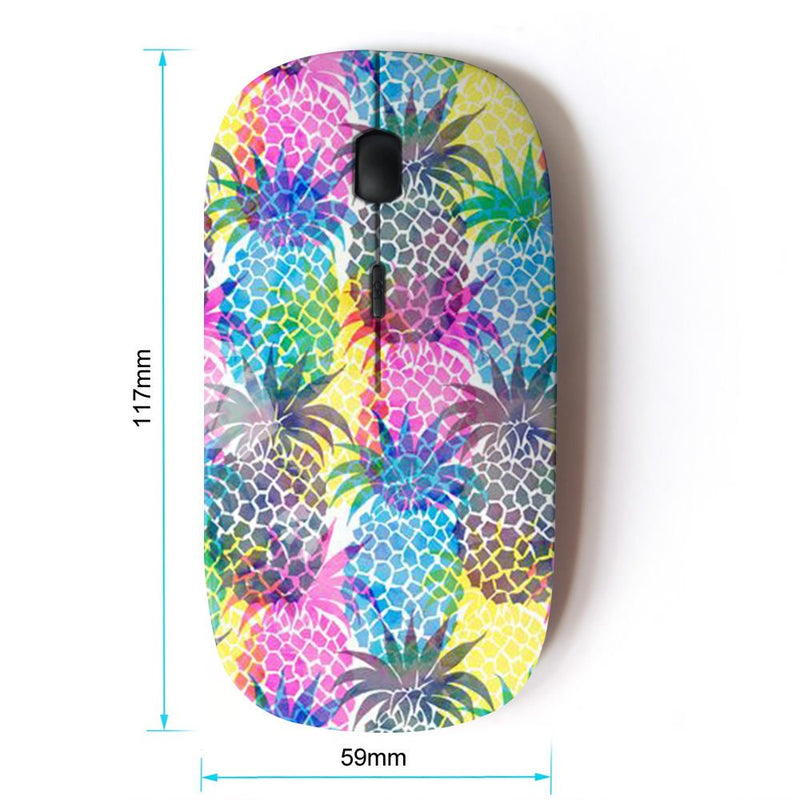 KawaiiMouse [ Optical 2.4G Wireless Mouse ] Psychedelic Pineapples Colorful Fruit