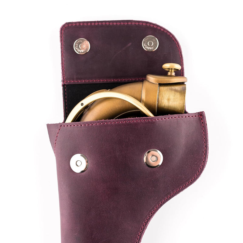 [AUSTRALIA] - Alto/Tenor Saxophone Neck Pouch made of genuine Crazy Horse Leather by MG Leather Work. Sax Neck Bag, alto tenor saxophone neck holder Saxophone accessories (Tenor, Marsala) 