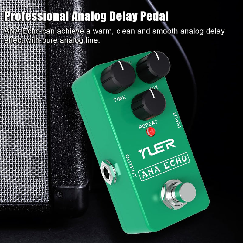 Guitar Delay Pedal, ANA Echo Delay Effect Pedal for Electric Guitar with Footswitch Cap Aluminum Case Delivers Warm, Clean and Smooth Delay Effects - True Bypass RS-10