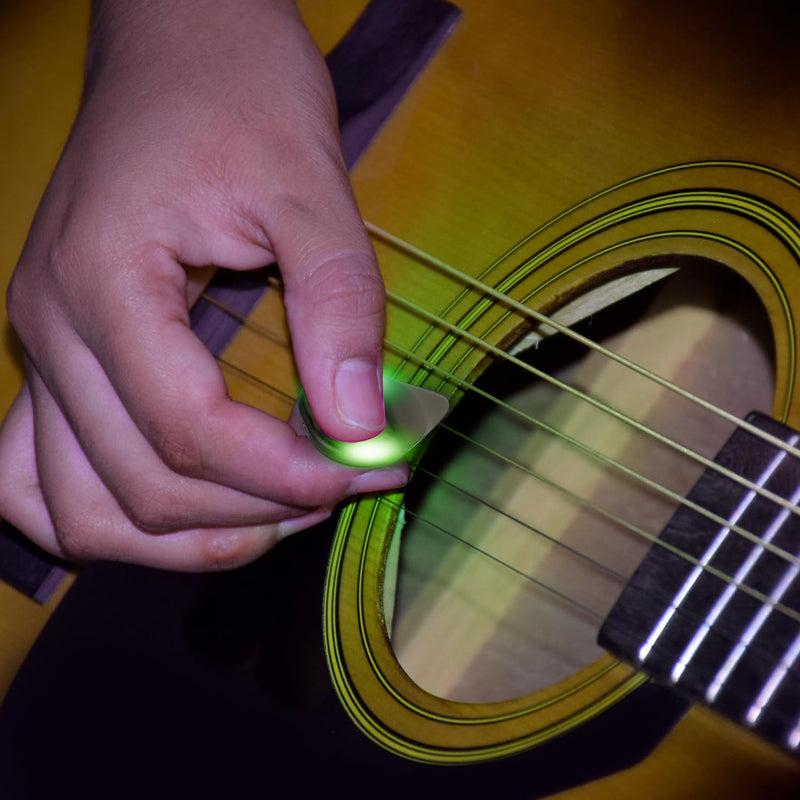 Auto LED Glowing Guitar Picks - Dazzling Colourful Illuminated Guitar Plectrum for Acoustic Electric and Bass Guitar, 0.6mm (3 Colours) 3 Colours