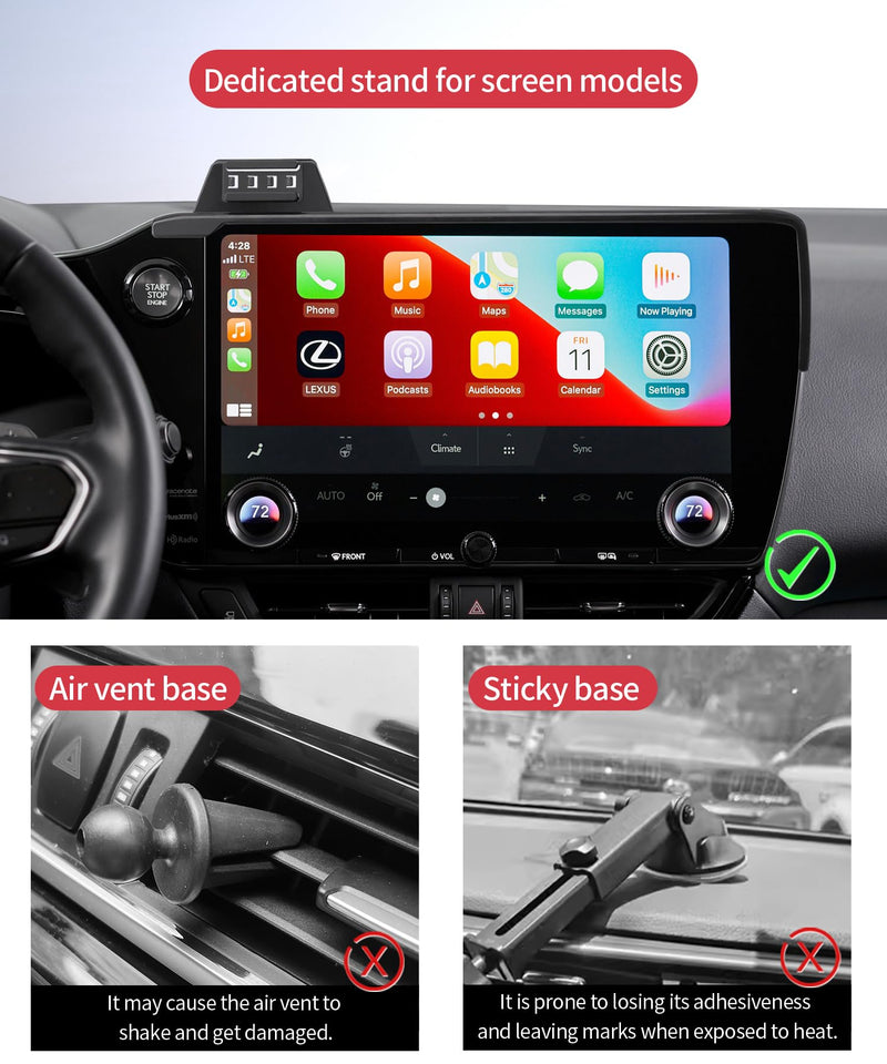 Auto Clamp Car Phone Holder for Lexus NX/Hybrid 2022-2026, 14" Screen Mount | Universal Mechanical Clip Cell Phone Mount Accessories Fit iPhone Android,Automobile Cradle GPS Dashboard Navigation Bracket 14-inch for 2022-2026 NX/NX Hybrid