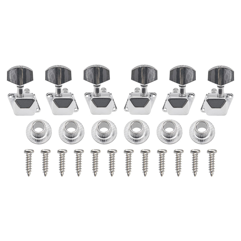 6Pcs Yootones Semiclosed String Tuning Pegs Tuning Keys Machine Heads Tuners 3L3R Compatible with Epiphone Les Paul Style Electric Guitar or Acoustic Guitar (Silver)