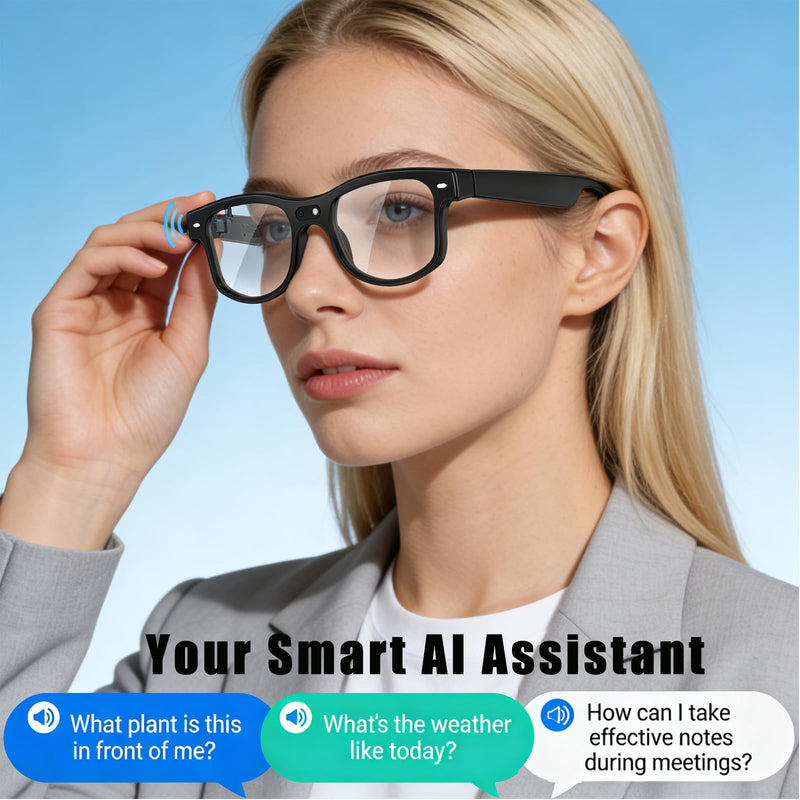 AI Smart Glasses with Camera, 8MP HD Video Recording Camera Smart Sunglasses, Bluetooth Translation Sunglasses, Touch Control Open Ear Audio glasses, Photochromic Lenses for Outdoor Sports Driving