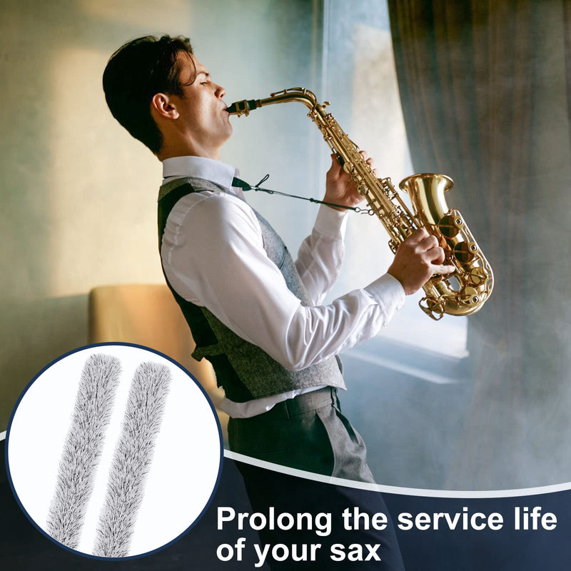 2 Pcs Alto Sax Pad Saver Brush Cleaner Saxophone Cleaning Brush Flute Maintain Care Tool Saxophone Accessories Instrument Gifts, 20.3 Inches Long
