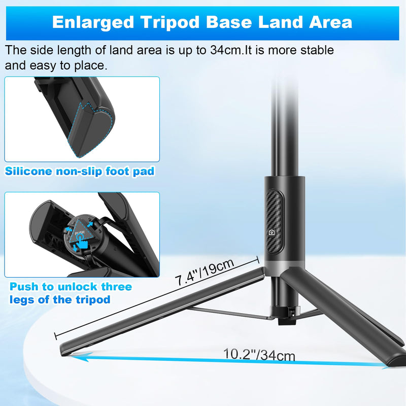 TONEOF Tripod, Cell Phone Selfie Stick, 60 Inch All-in-1 Stand with Integrated Wireless Remote, Lightweight and Portable, Extendable Tripod for 4-7 Inch iPhone and Android（Black Grey） Black Grey