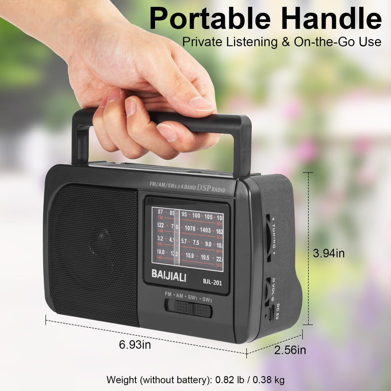 Portable AM/FM/SW1/SW2 Shortwave Radio - Retro Transistor Design with 3W Speaker, Battery Operated for Home Use, Outdoor & Emergency Survival (BJL-201)