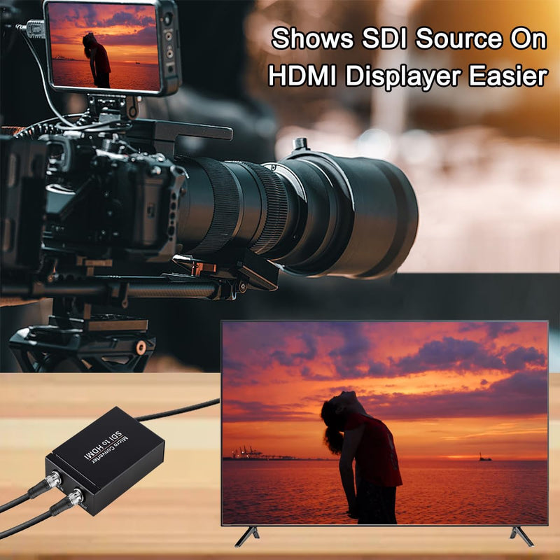 [AUSTRALIA] - Anber-Tech SDI to HDMI Converter, SDI to HDMI Audio De-embedder Support 3G-SDI, HD-SDI, SD-SDI Auto Format Detection and Stereo Audio De-embedder, SDI Loopout (Black) Black 
