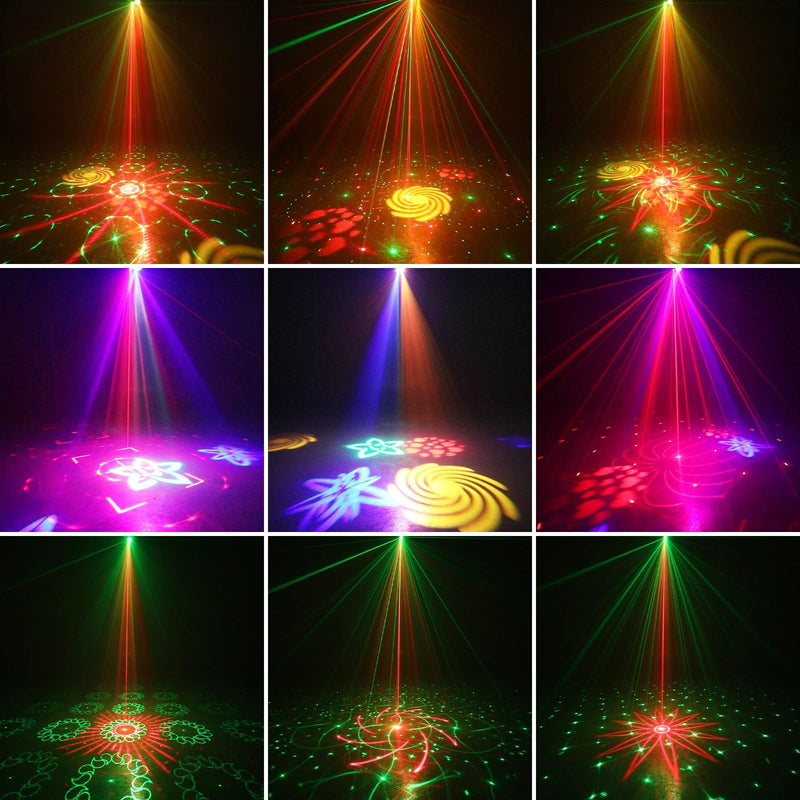 WUZSTAR Stage Lights with Yellow-Green Beam, 3-White Strobe Effects & RGBYW LED Patterns - Sound-Activated Music Sync, Remote Control for DJ Parties, Clubs, Weddings, Home Disco