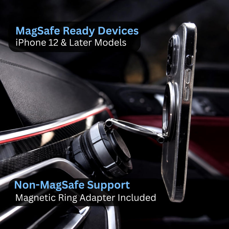 GraviX Magnetic Car Phone Holder for MagSafe, Powerful Magnet, Strong Suction, Anti-Vibration ARM, 360° Adjustable Dashboard & Windshield Car Mount