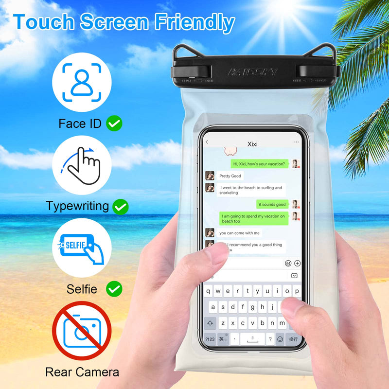 Large Capacity Waterproof Phone Pouch Floating, Waterproof Bag Case for iPhone 15 14 Pro Max 13 12 11 X XR 8 Plus Samsung Up to 6.9'', IPX8 Water Proof Phone Dry Bag for Boating Swimming Kayaking White,1 Piece