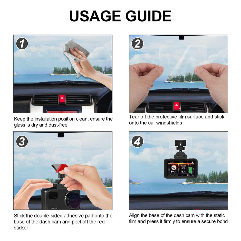Car Windshield Electrostatic Film and Double-Sided Sticker Adhesive Pad for Mounting Dash Cam Reflective Clear Static Cling Window Stickers,Scratch-Proof & Residue-Free Car Shield Decal (6x8+6x11cm) 6x8+6x11cm