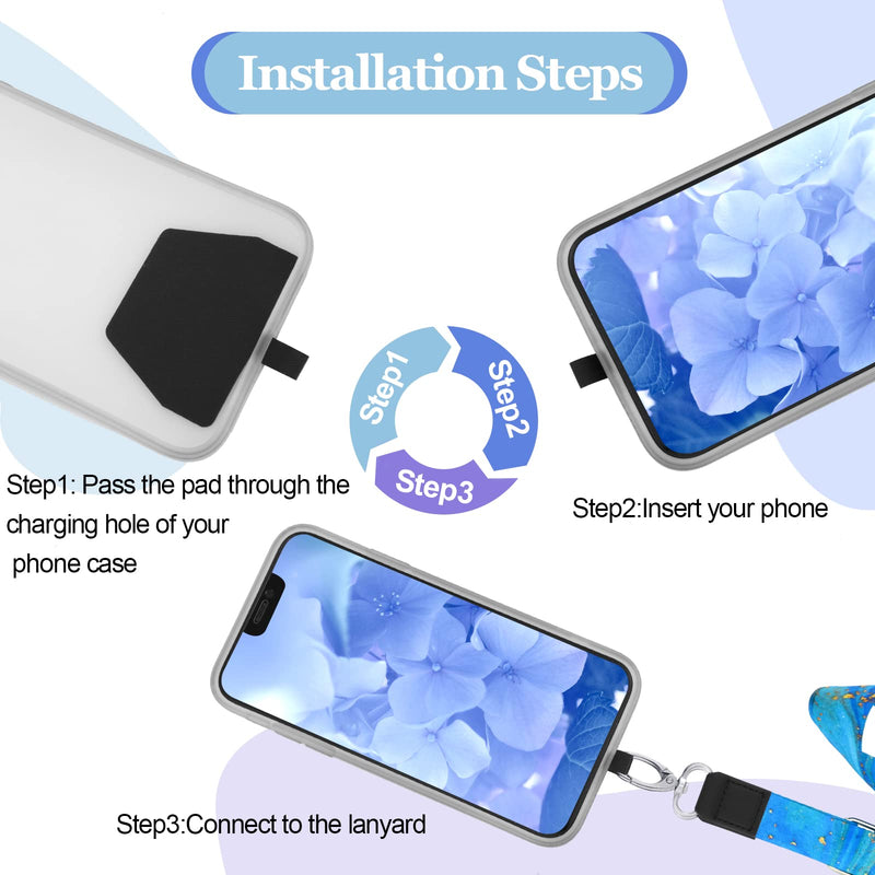 Chinco 5 Pcs Cell Phone Lanyard Adjustable Universal Neck Straps with Phone Pads Phone Lanyard Crossbody for Phone Case Key ID Compatible with Iphone and Most Smartphones(Bright Color, Marble Pattern) Bright Color