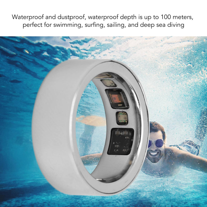 Smart Ring for iOS, Body Temperature Monitoring, Sleep Tracking, Step Counter, Phone Camera Control, IPX8 Waterproof, Charging Case, Stylish and Light (No. 20)