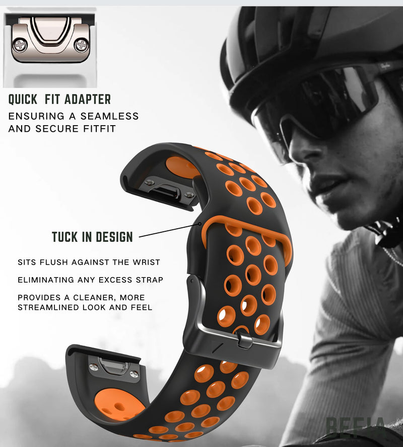 22mm Quickfit Watch Band for Garmin Fenix 5/6/7 Pro Solar Forerunner 935 745 965 955, Breathable Wristband for Garmin MARQ Descent Quatix Combo_4
