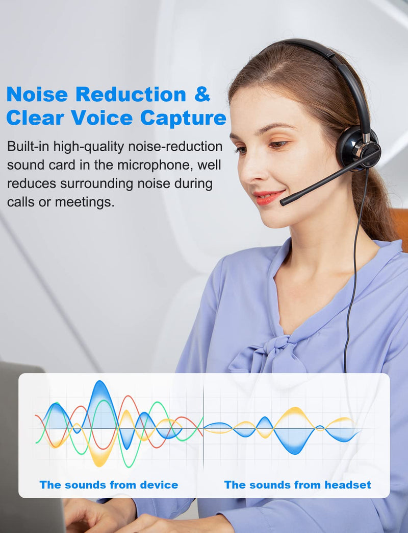 [AUSTRALIA] - New Bee USB Headset with Microphone for PC, Computer Headset with in-line Mute Volume Control Wired Headset for Laptop, Skype, Zoom, Call Center, Meetings, Webinar, Home 