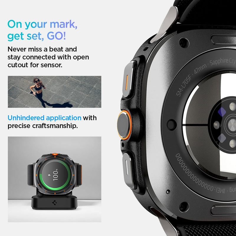 Spigen Tempered Glass Screen Protector [GlasTR EZ FIT] and Lite Fit Band Designed for Samsung Galaxy Watch Ultra2/1 47mm