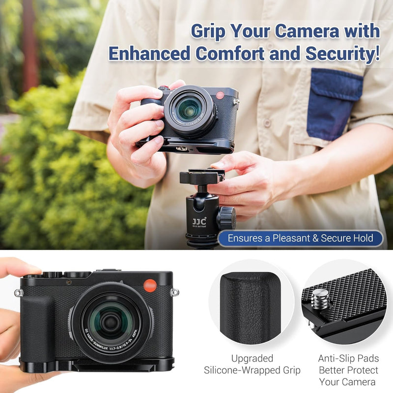 [AUSTRALIA] - D-LUX8 Handgrip, L-Shape Bracket Handle for Leica D-LUX8 D-LUX 8 Camera, with Built-in Arca Quick Release Plate & Battery Compartment Opening, DLUX8 Hand Grip Holder Anti-Slip Microfiber Pads Design 