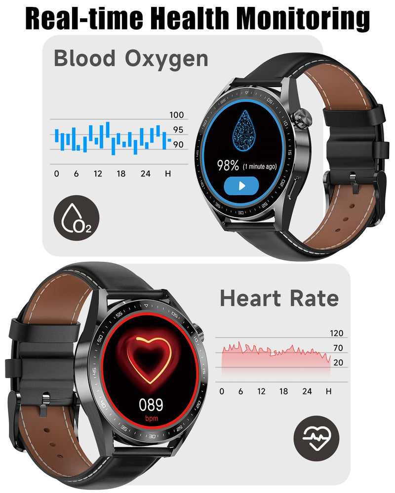 aigo Smart Watch for Men with Heart Rate Monitor, Fitness Tracking, 100+ Exercise Modes,Blood Oxygen Monitoring,Calorie Counter and Waterproof Watches for iOS and Android Phones Black