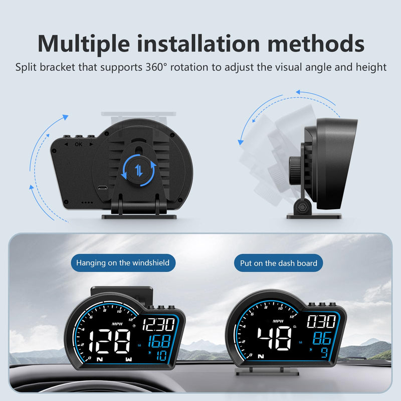 [AUSTRALIA] - SinoTrack HUD Digital GPS Speedometer for Car Universal Heads Up Display Oversize Screen Large LCD MPH Speedometer Speed Fatigued Diving Alert Over-Speed Alarm Compass for All Vehicle 