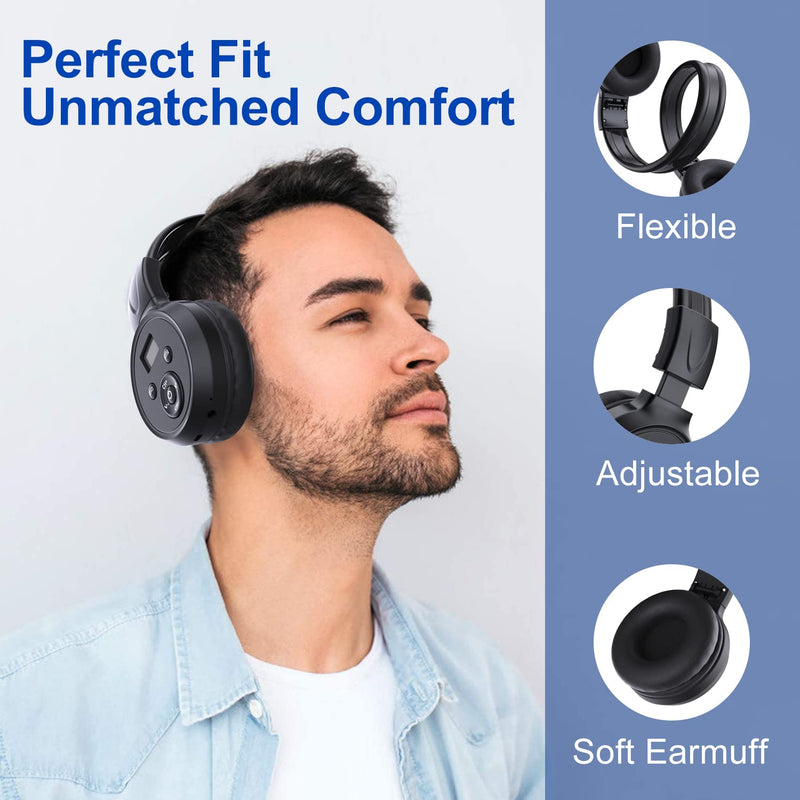 F4 Rechargeable & Portable Personal FM Radio Headphones with Best Reception, FM Headset Radio Receiver for Meeting, Daily Works, Hiking, Jogging