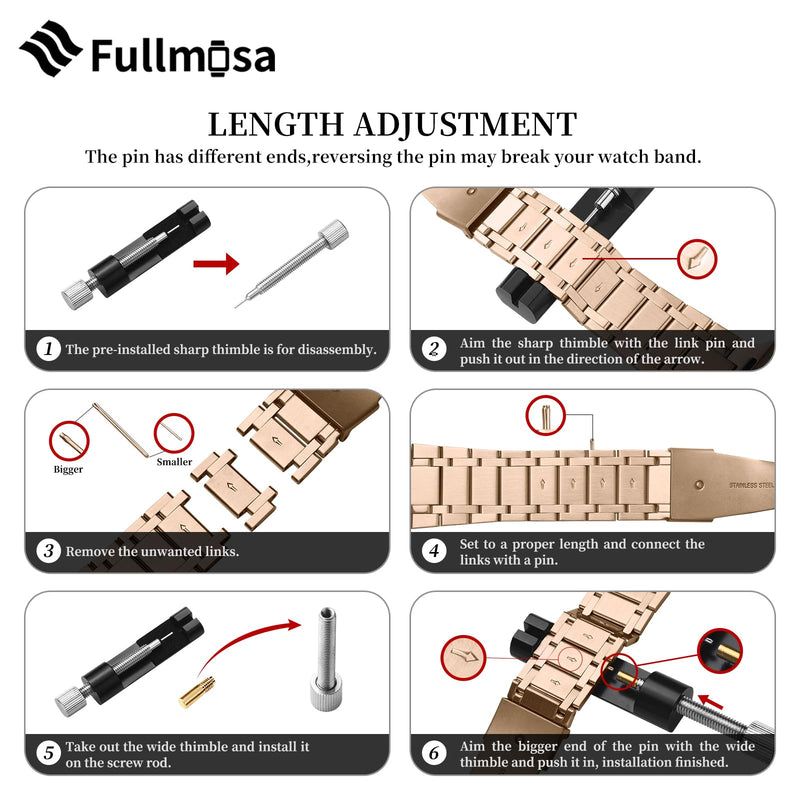 Fullmosa Compatible Metal Mesh Apple Watch Band 44mm/45mm/42mm Black with Case & Compatible Stainless Steel Apple Watch Band with case 44mm/45mm/42mm,Rose Gold
