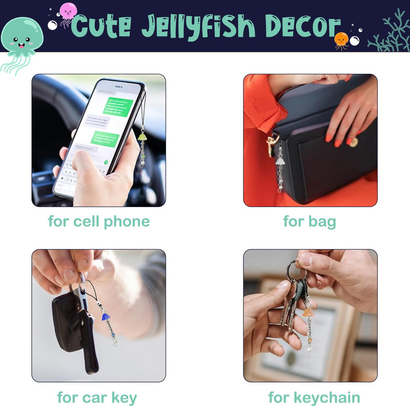 Jellyfish Phone Charm,Y2K Beaded Phone Strap Cute Jelly Phone Charms Aesthetic Cell Phone Accessories Chain for Women Girls Dark Blue