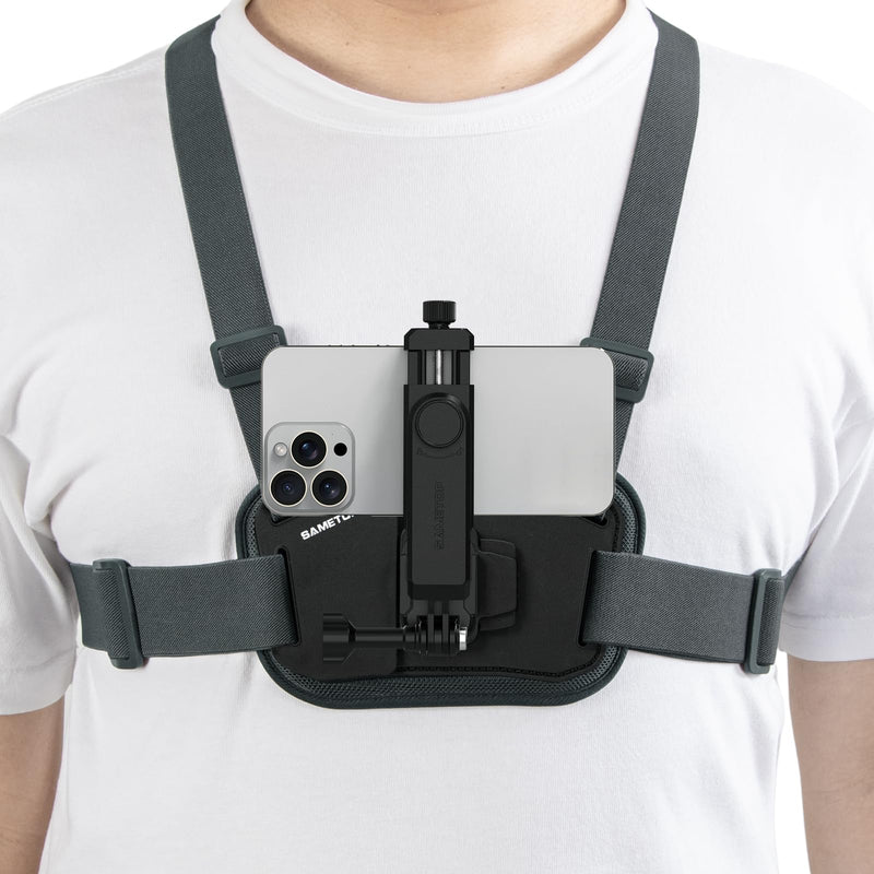Phone Chest Mount Harness Holder Cell Phone Strap for iPhone | for Samsung Mobile Phones, Vertical Recording Filming, for GoPro DJI Osmo Action Cameras, POV/VLOG